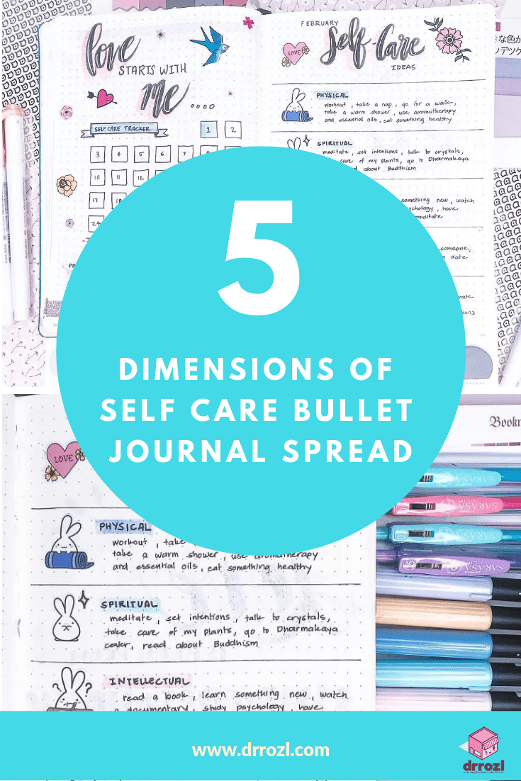 The Five Dimensions of Self Care Bullet Journal Spread